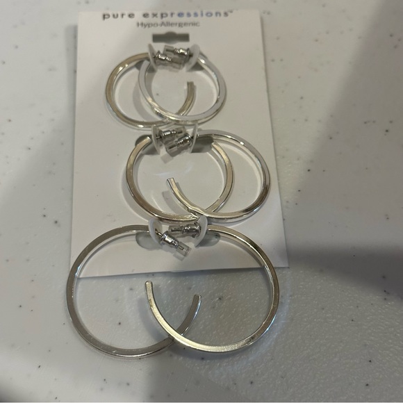 NWT 2 packs -4 total pairs of silver tone earrings. Dress Barn coins; 3 pr hoops - Picture 9 of 11
